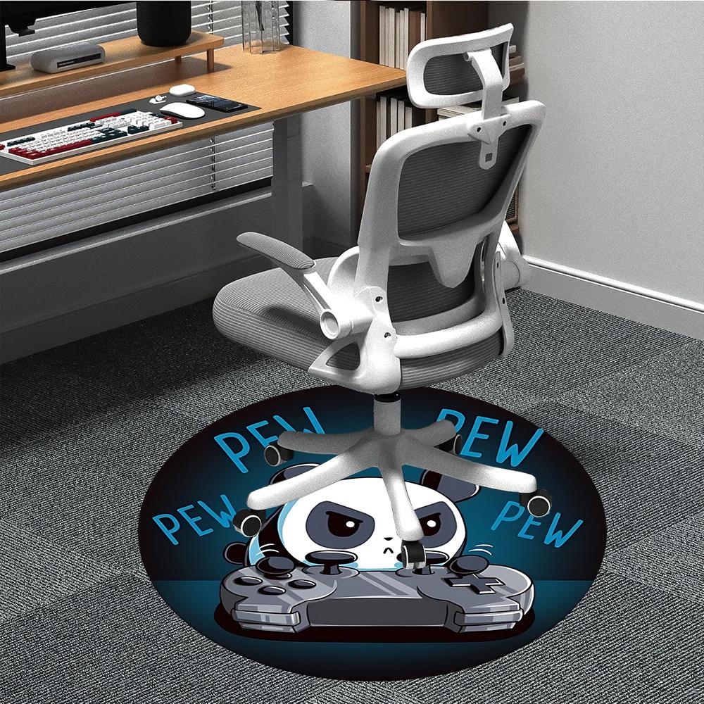 1pc Panda Gaming Office Round Area Rug, Indoor Mat Suitable For Office, Under Office Chairs Bedroom Living Room Home Decor, Room Deco