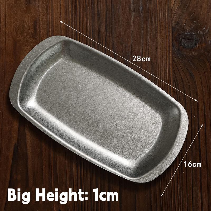 Vintage Stainless Steel Barbecue Plate,Used Snack Plate,Hot Pot Dish, Dessert Plate,Dinner Plate,Fruit Dish Dim Sum Plate