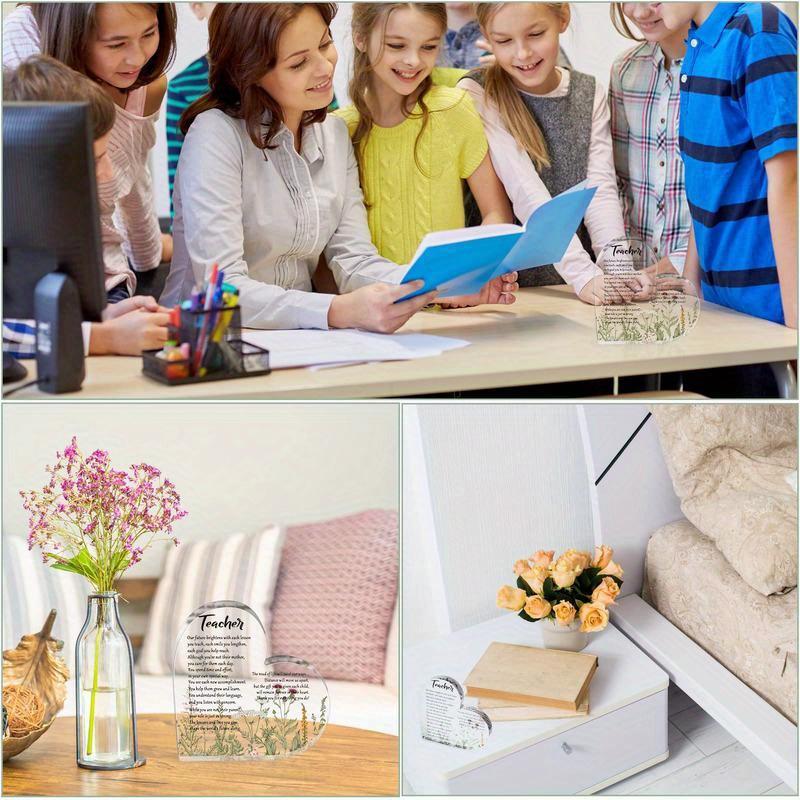 Decor birou cu prespapier acrilic în formă de inimă - Cadouri ideale de apreciere a profesorilor pentru femei