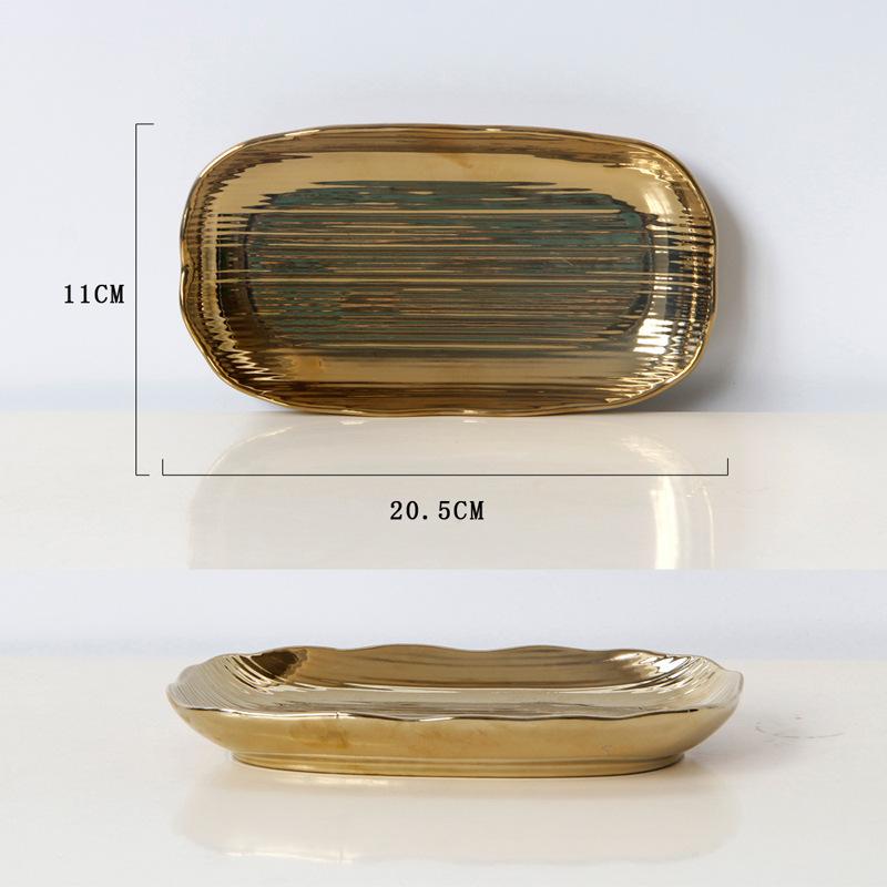 

Столовые приборы Гальваническое покрытие Простая керамическая золотая суповая тарелка Фрукты Ресторан в западном стиле Глубокие блюда жёлтый