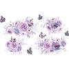 Purple Flowers Butterfly Wall Stickers Living Room Bedroom Background Decor Mural Bathroom Home Decoration Self-adhesive Decals