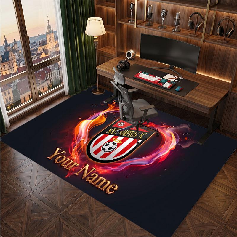 Southampton FC Custom Crystal Velvet Rug, Personalized Name Text Print, Football Logo Soft Non‑Slip Floor Mat Home Decor Gift