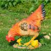 Hen Statue Outdoor Resin Foraging with Baby Chick for Patio Lawn Yard Gardening, Housewarming