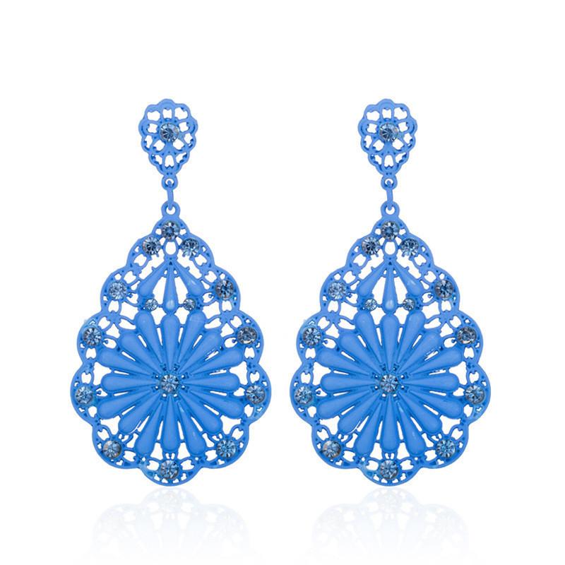 Alloy Elegant Plated Earrings For Women With Geometric Pattern And Rhinestones
