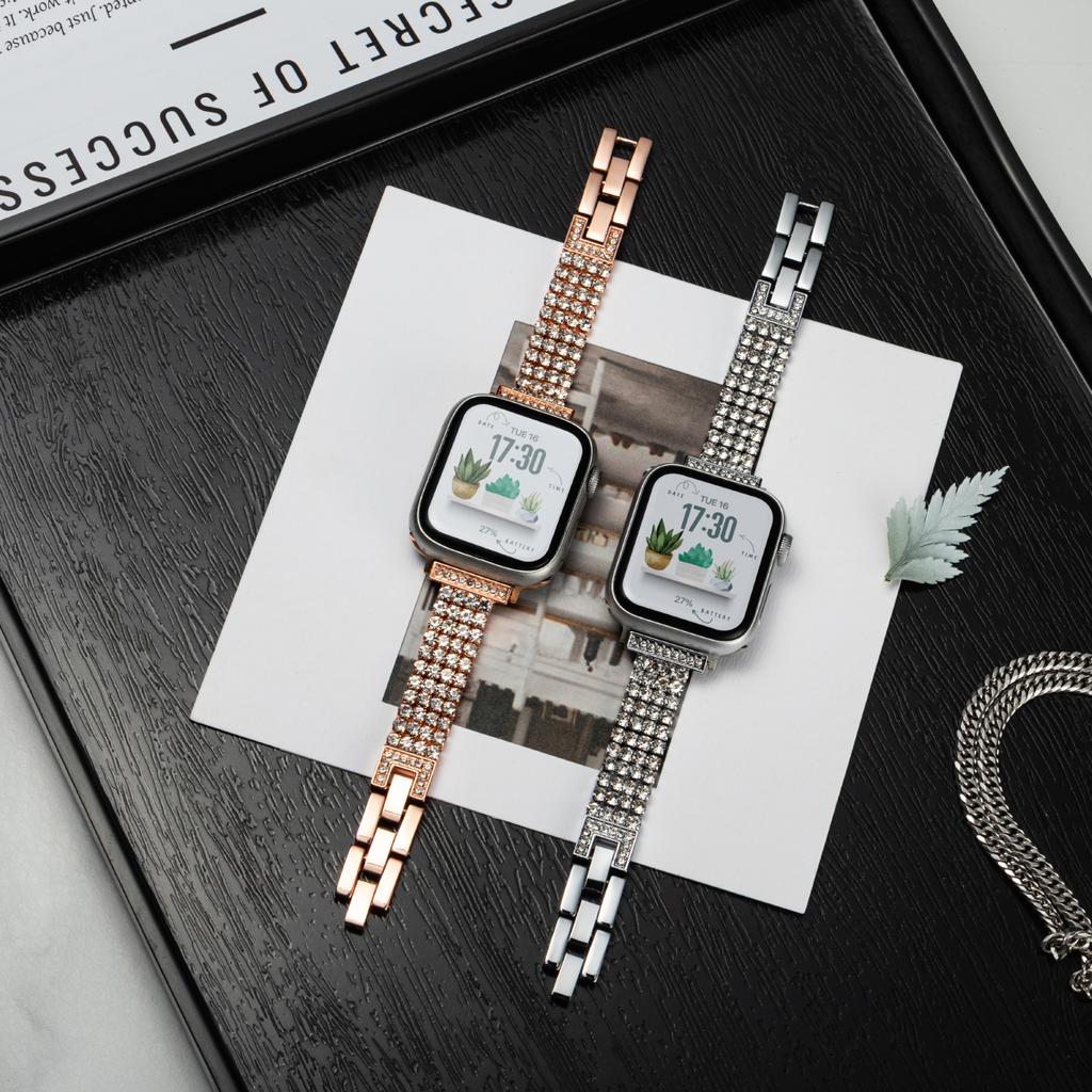 Diamant Slanke Band voor Iwatch Ultra 3/2 49mm 44 45 38 31 40 46mm Bling Dames Band voor Apple Watch Series 11 10 9 8 7 6 5 4 se3