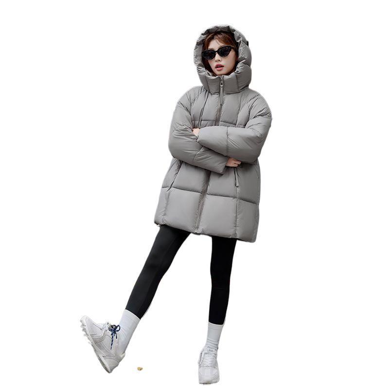 Beibei Cloud Light Luxury Hooded Down Jacket: Petite Mid-Length Puff Coat
