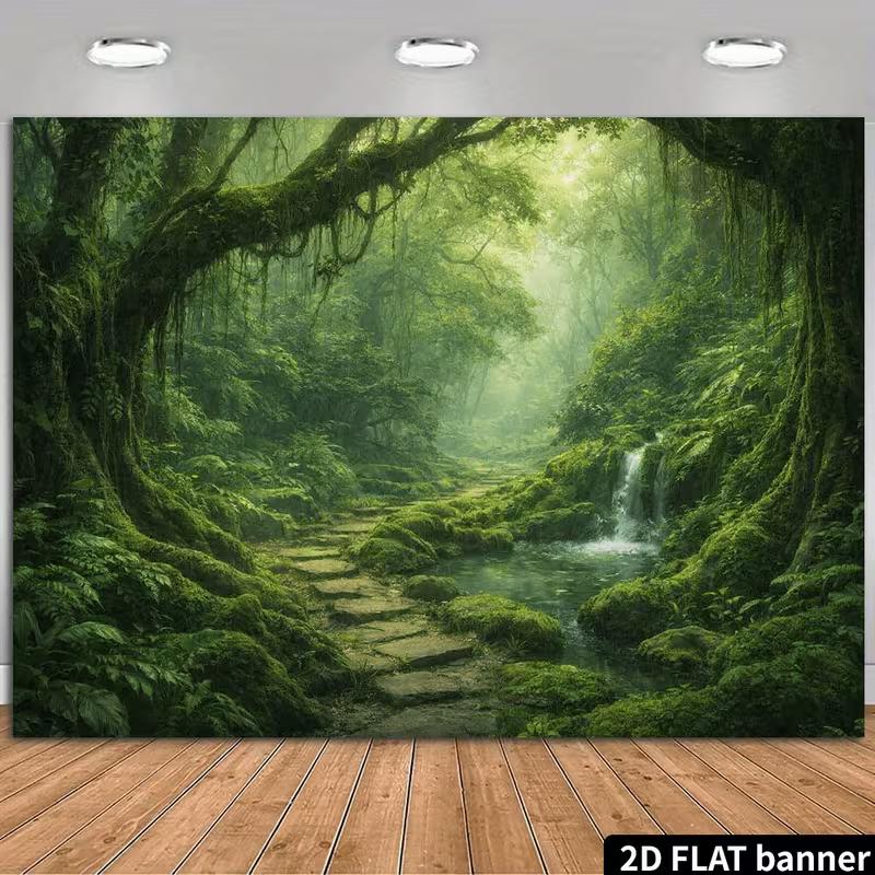 2D Моховая лесная тропа Зелень Фотофон 47.2x31.5inch/120*80cm