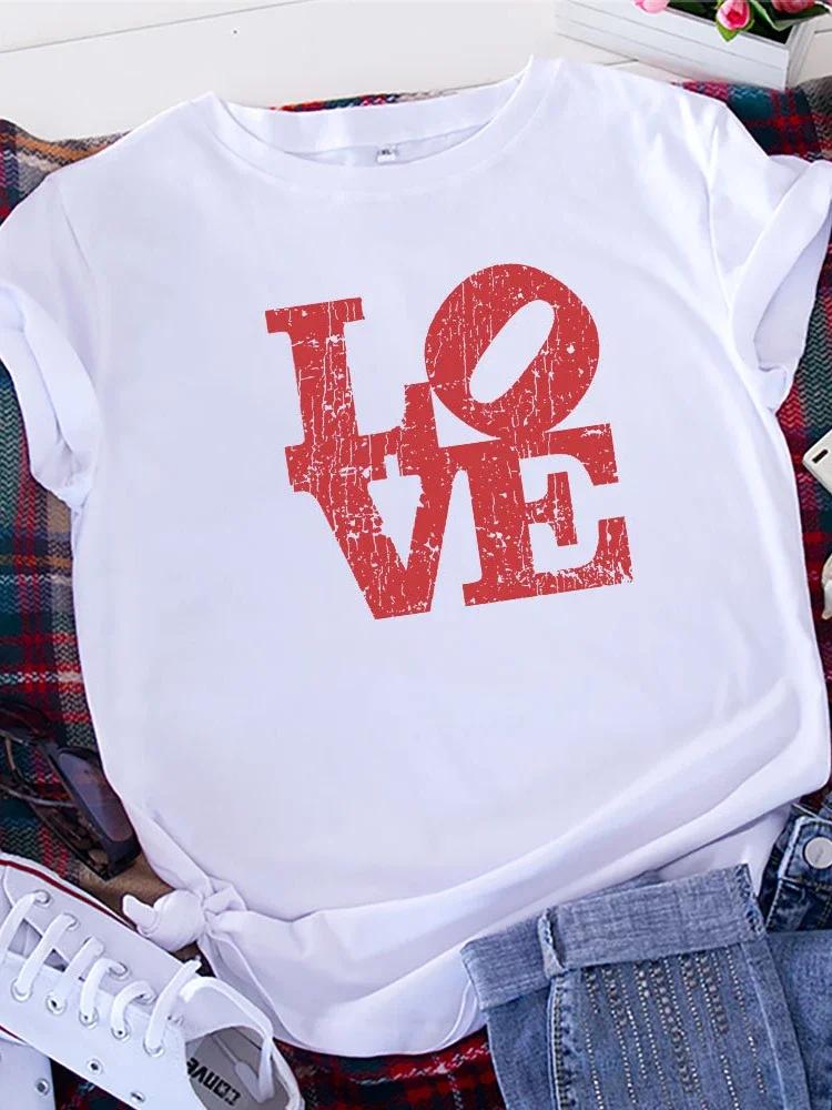 Red Love Letter Print T Shirt Women Short Sleeve O Neck Loose Tshirt Summer Women Tee Shirt Tops Camisetas Mujer