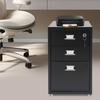 3-Tier Rolling Locking File Cabinet, Mobile Storage Organizer with Wheels for Office, Home Use,Black File Cabinet with Key Lock