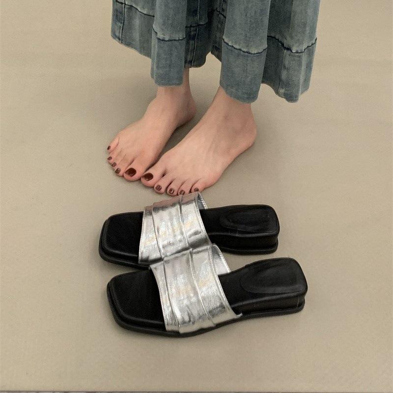 Slope heel platform one-word slippers linen sandals women's shoes summer beach shoes cool slippers casual women's shoes outer wear