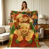 Warm Flannel Blanket with Holiday Family Print Soft Cozy All Season Throw Blanket for Sofa Couch Bed Living Room Bedroom Home Decor