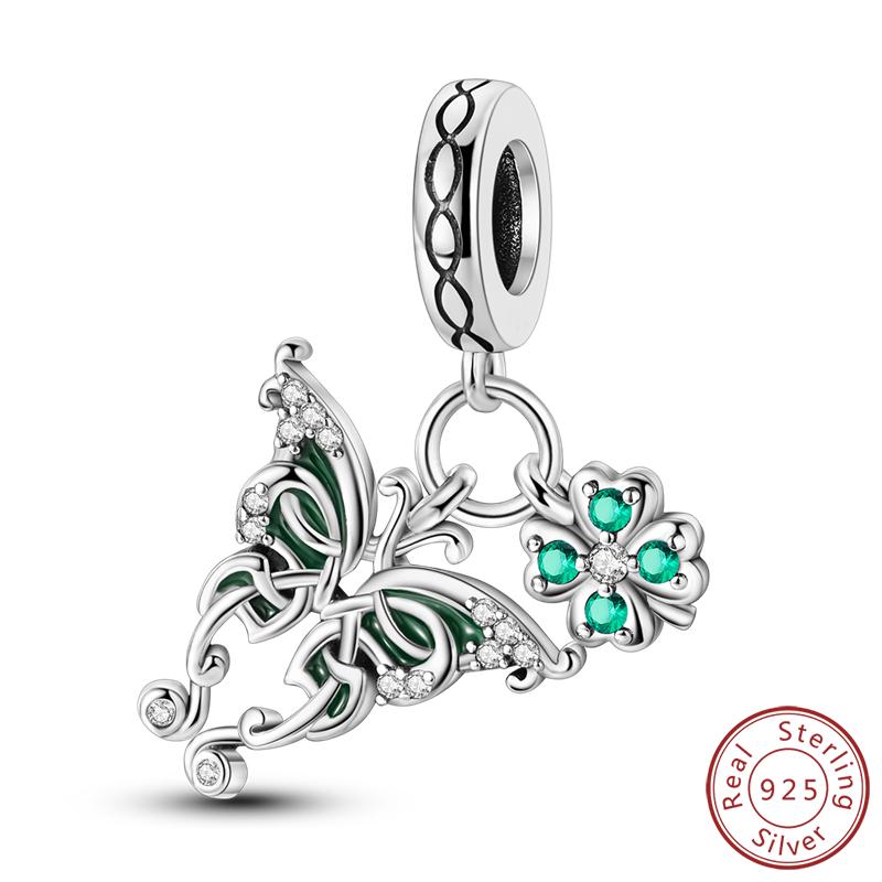 Elegant S925 Silver Butterfly & Dragonfly Multicolor Charms Beads Pendant 3mm DIY Fine Jewelry Making Accessories Gifts