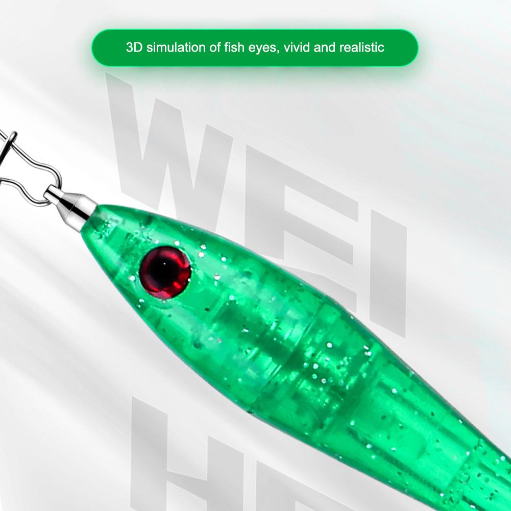 Night Fishing Squid Jigs Lure Waterproof Luminous Squid Fishing Bait 3D Simulation Eye Cuttlefish for Saltwater Freshwater