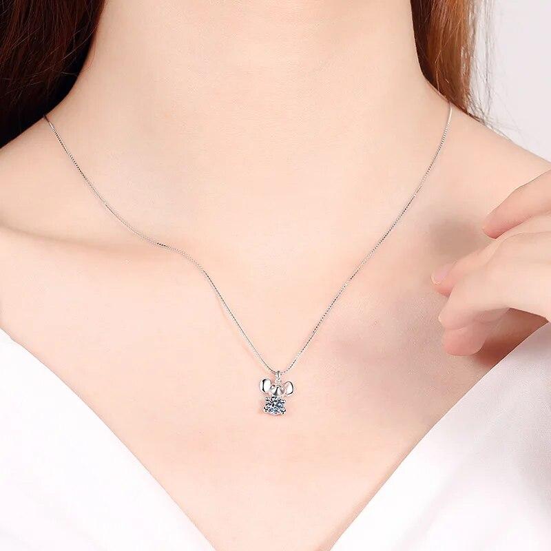 D color 0.5CT Moissanite Necklace 925 Silver Cute Zodiac Pendant Jewelry Luxury Glitter Versatile Necklace