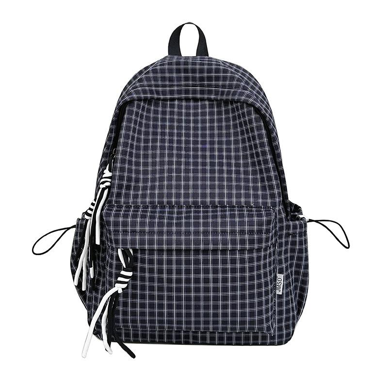 High Looks Forest Style Small Fresh Grid Girl Heart Travel Backpack Korean Version Instagram Style Student Party Class Backpack