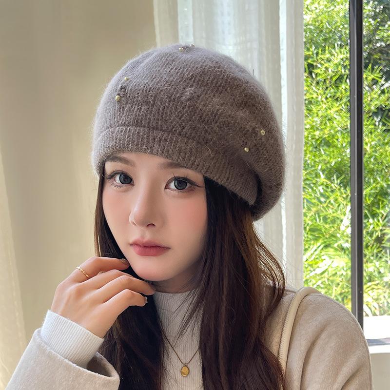 Hut Damen Herbst und Winter Wollmütze Warm Niedlich Gestrickte Baskenmütze Outdoor Lässig Mode Malermütze