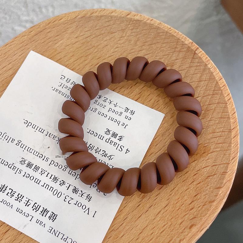 Milk Coffee Telephone Cord Hair Tie - Spring/Summer Seamless Rubber Band for Women