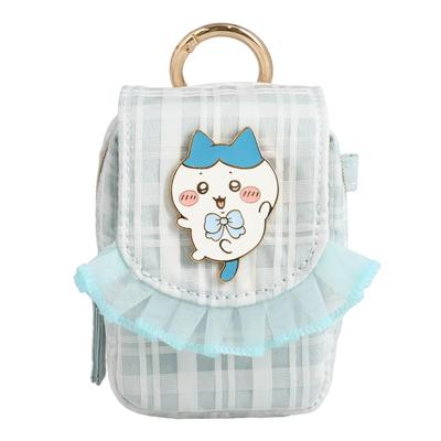 Chiikawa Check Series Mini Pouch with Carabiner Bicolor Cat Direct from Japan