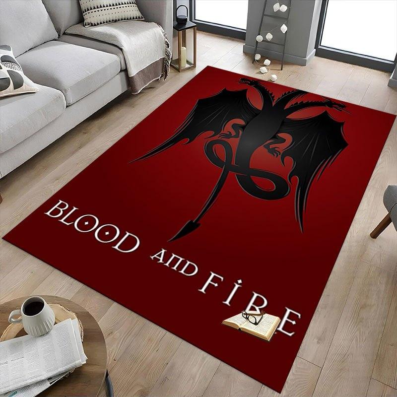 1pc Fire and Blood Office Carpet Chair Mats, Home Decor Mat Fantasy Theme Mat Durable Mat, Dragon Decor,Suitable for Fantasy Theme Lovers