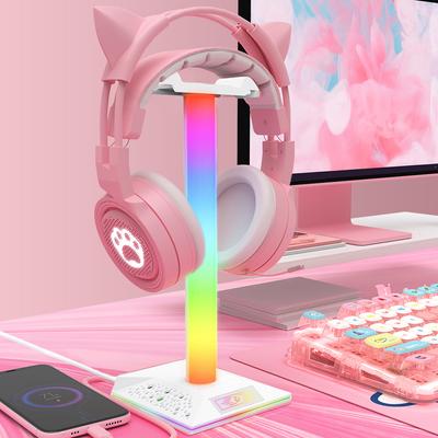Stojak na słuchawki gamingowe RGB Podświetlany wieszak na słuchawki Podwójne porty USB Uchwyt do ekspozycji na biurko Wieszak na słuchawki Dla graczy komputerowych PUBG
