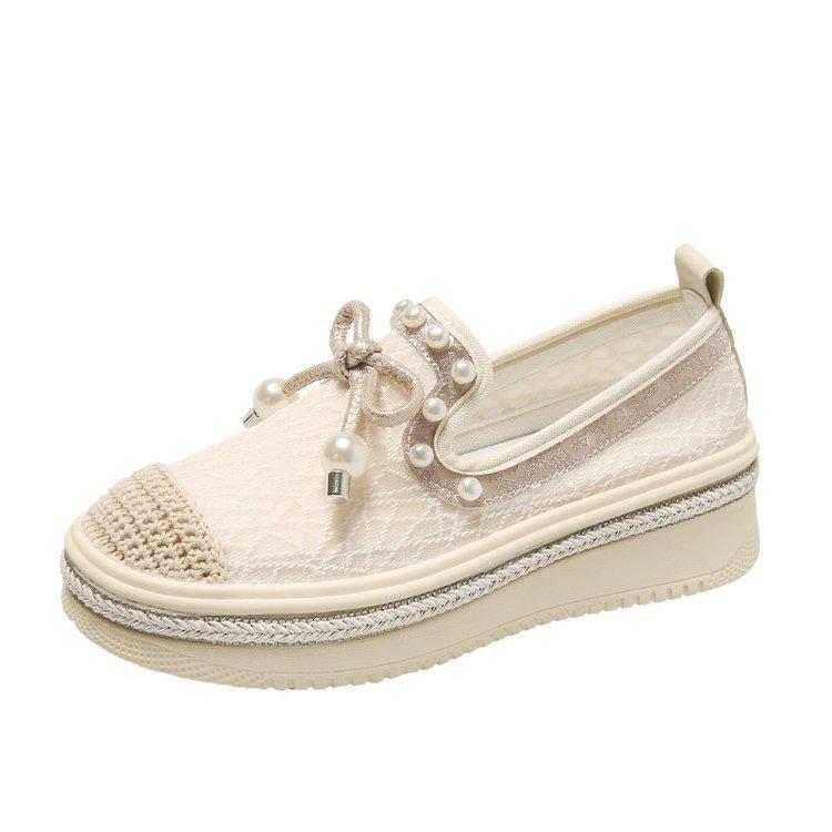 Xiaoxiangfeng Fisherman Shoes Women's 2024 Spring and Summer New Korean Version One-pedal Mesh Breathable Single Shoes Soft-soled Student Single Shoes