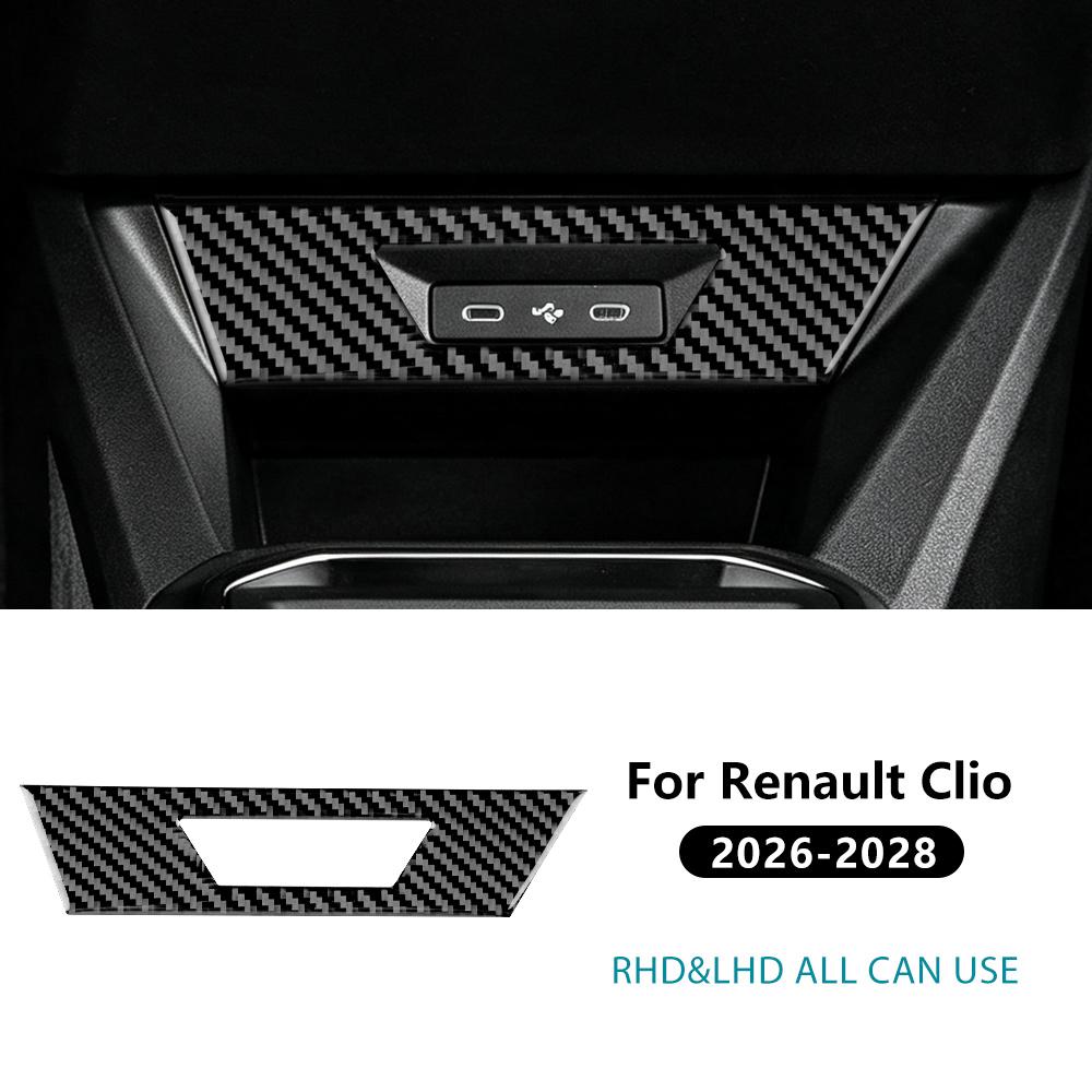 Sticker For Renault Clio VI 2026 2027 2028 Real Soft Carbon Fiber LHD RHD Car USB Socket Panel Interior Trim Accessories