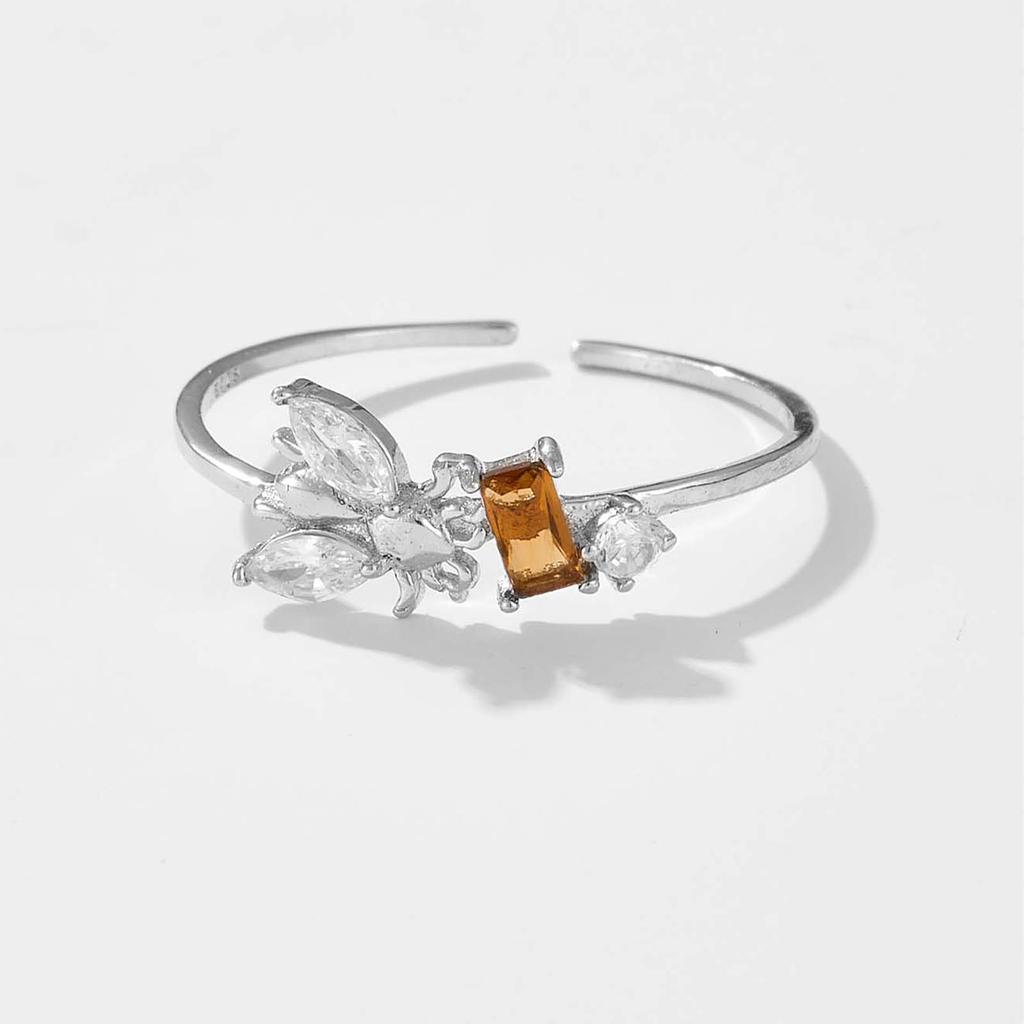 ANDYWEN 925 Sterling Silber Bienen verstellbarer Ring Damenschmuck Tierlicht Schmuck für Hochzeit Party Schmuck