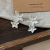Texture pleated double-layer flower stud earrings women's light luxury personality unique fashion trend commuting versatile earrings earrings