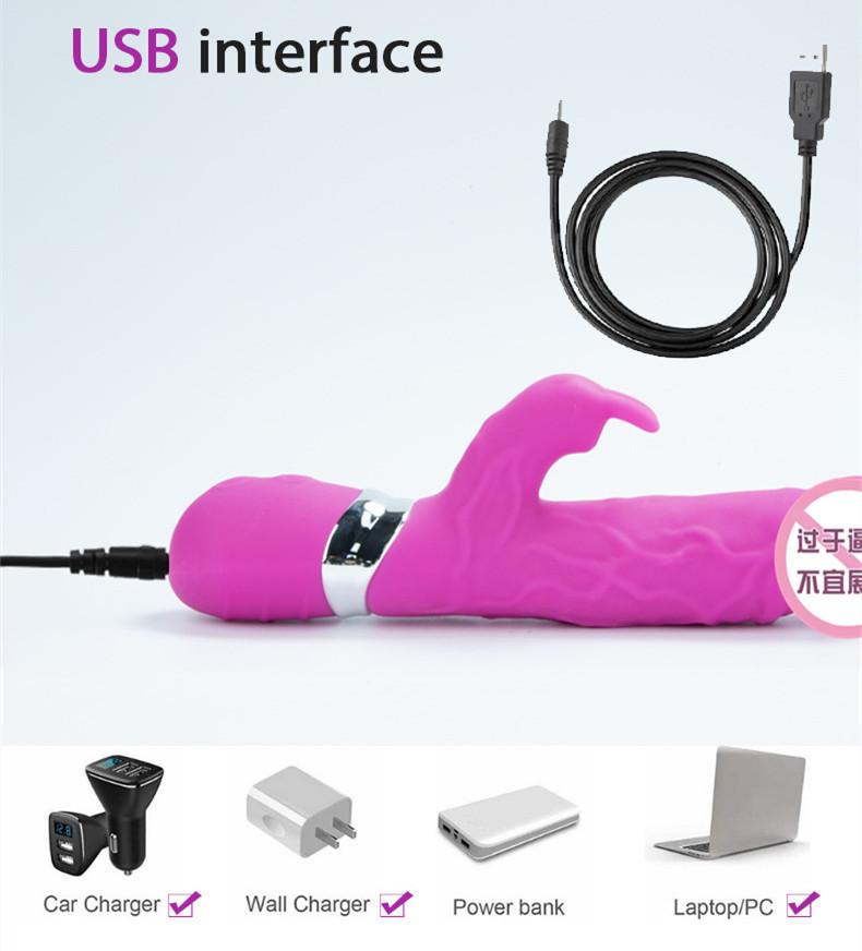 Rabbit Dildo Female Vibrator Rechargeable Stimulator Clitoris Nipple Massarger G Spot Vibrator Sex Toys for Women Adult Supplies