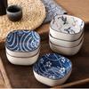 2/6Pcs Ceramic Soy Sauce Dish Vintage Blue Small Serving Bowls Mini Appetizer Plates  BBQ Party