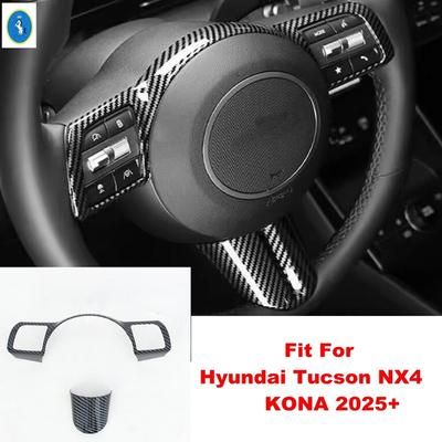 For Hyundai Tucson NX4 2025 & KONA 2025 ABS Steering Wheel Button Frame Decoration Cover Trim Carbon Fiber Accessories Interior