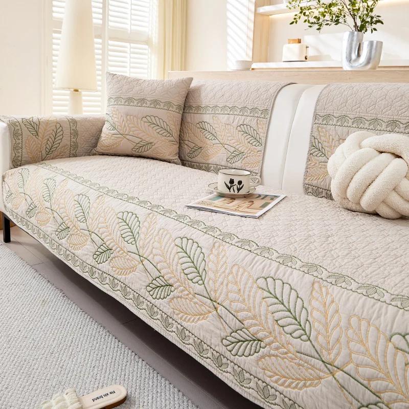 

Washed Cotton Sofa Cover Cloth Fresh Simple and Wear-resistant Sofa Cushion Cover Universal for All Seasons Fixed and Non Slip 45x45cm pillowcase хаки