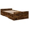 VidaXL Cadre de lit et tiroirs chêne fumé 100x200 cm bois d'ingénierie, lit, lit de rangement, cadre de lit simple, lit 3280332