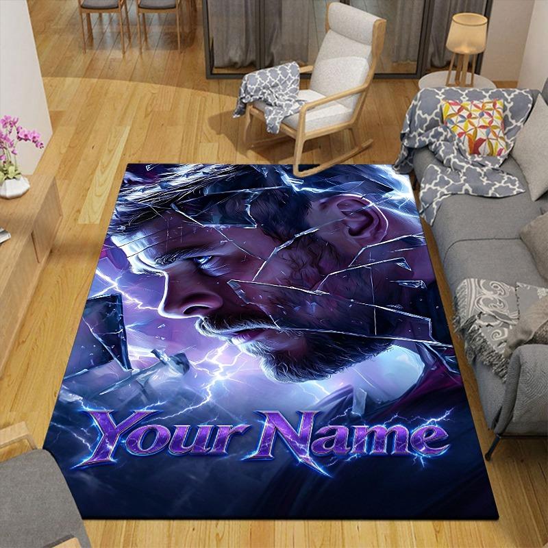 Custom 1Pc Purple Profile Flannel Personalized Rug Non Slip Floor Mat Soft Carpet for Living Bedroom Office Home Decor Gift