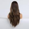Long Brown Ombre Synthetic HairTypeWigs for Women Hair Wavy Middle Part Female Cosplay Party Daily UseHeat Resistant