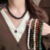 Colorful Elegant Bead Collarbone Chain Vintage Round Acrylic Bead Choker Delicate Neck Accessory for Prom Wear