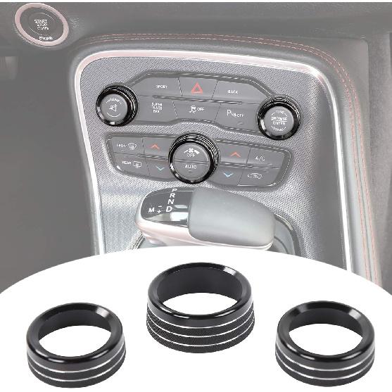 Voodonala Air Conditioner Switch CD Button Knob for Dodge Challenger 2015-2024 Charger Chrysler 300 300s 2015-, for Ram 2013-2018 (Aluminum Alloy чёрный