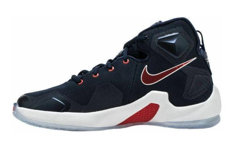 Nike Lebron 13 Non slip Lightweight Mid top Children s Basketball Shoes Blue Red Teenagers 808709-461 38.5