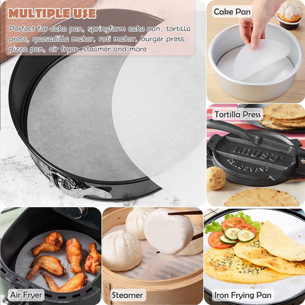 20 Stück Pergament Backpapier Rund 6 Zoll 8 Zoll Antihaft Backpapier für Kuchen- und Plätzchenbacken
