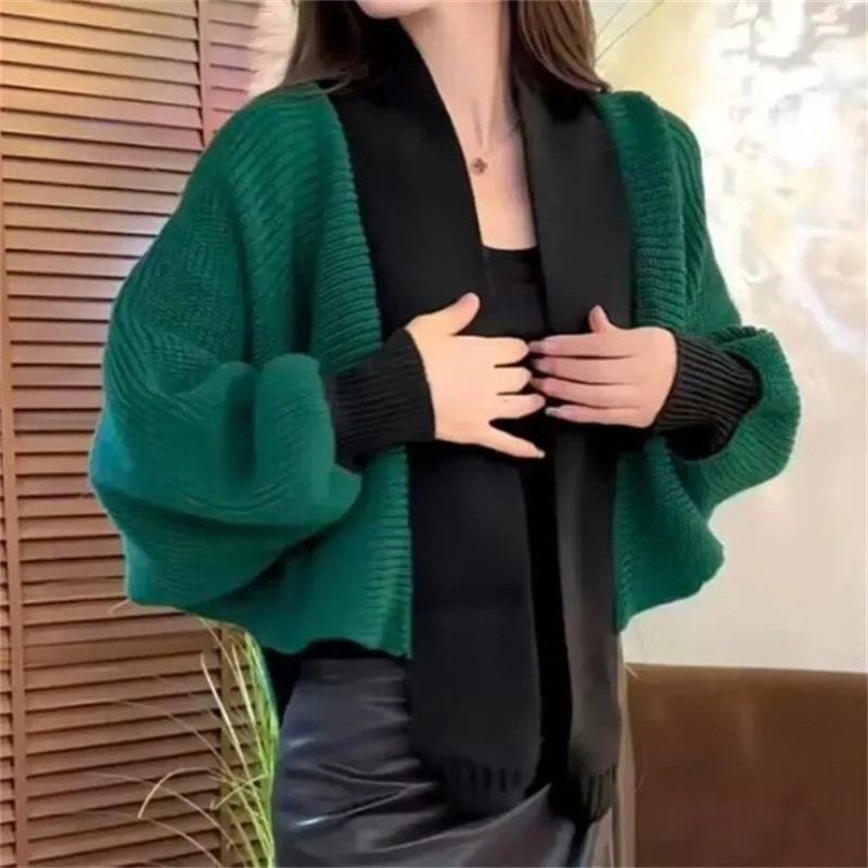 2025 Autumn and Winter New Lazy Style Color Matching Sweater Jacket Femininity Celebrity Style Versatile Women's Knitted Cardigan