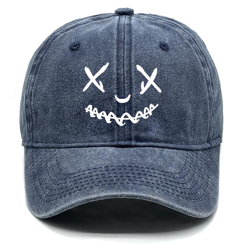 Unisex Adjustable Baseball Cap Smiling Face Hats For Woman Solid Color Washed Retro Snapback Caps Ideal Choice For Gifts