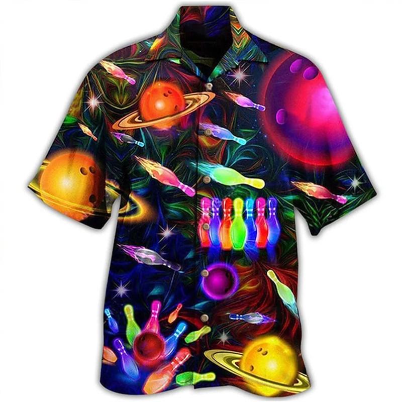 Nuova Camicia da Uomo con Stampa 3D Motivo Bowling Vintage Classica Camicia Street Oversize Uomo Donna Abbigliamento Blusa
