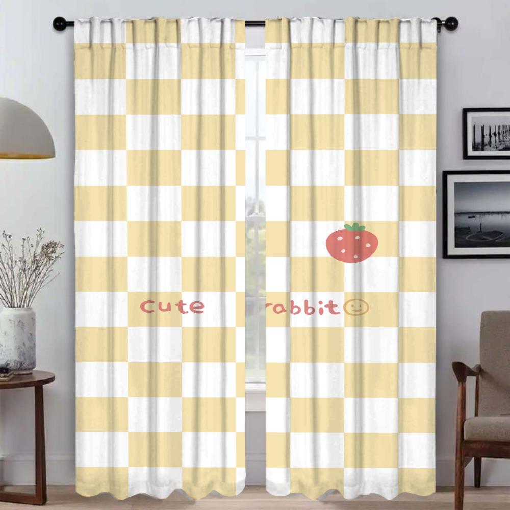 Checkerboard Tulle for Bedroom Partition Window Curtain for Room 2 Panel Curtains Child Room Home Interior Curtains Shades