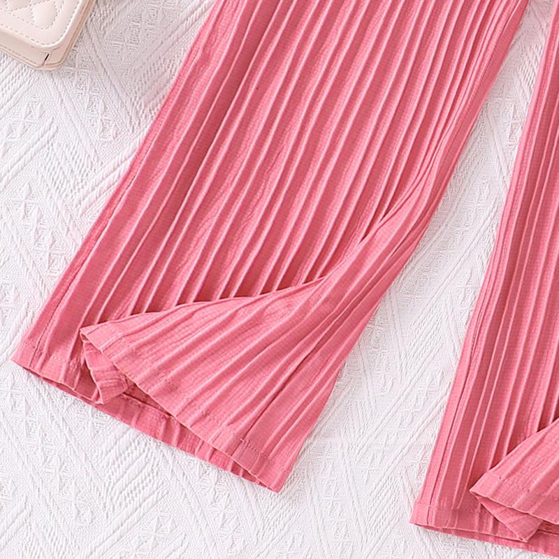 Girls Summer Trousers New Pleated High Waist Loose Wide Leg Trousers Children's Trousers 8-12Y