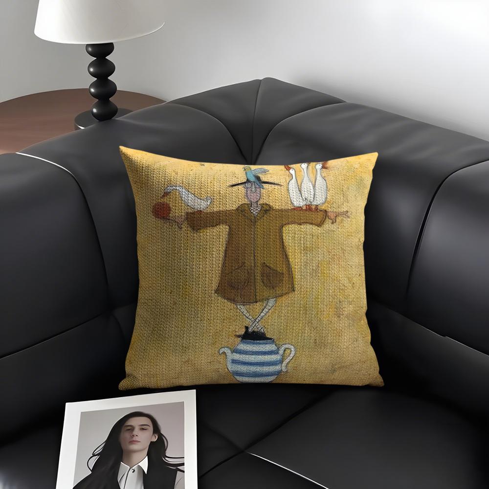 Sam Toft Art Cushion Cover Natural Linen Organic Fabric DoubleSided Printing Sofa Home Decor Gift Pillow Case