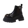 Martin Boots Women's 2025 Autumn and Winter New Big Head Colored Belt Buckle Chelsea Cigarette Boots Small Velvet Short Boots