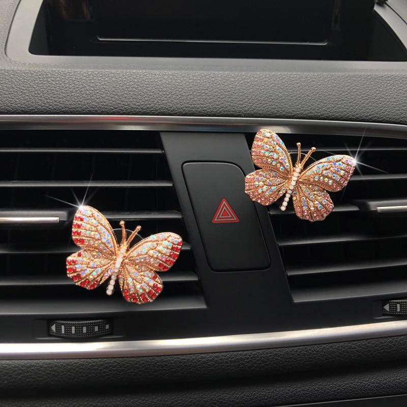 Auto Air Outlet Parfüm Clip Exquisite diamantbesetzte Schmetterling Klimaanlage Air Outlet Schmuck Göttin Auto
