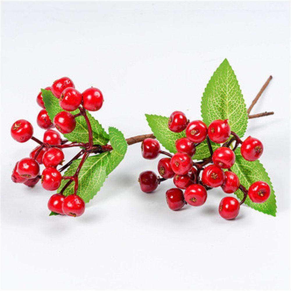 Party Wedding DIY Props Christmas Ornaments Artificial Red Berry Fake Flower Simulation Branch