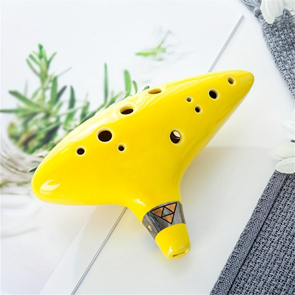 12-Hole Ceramic Ocarina Flute in C Key with Color Box, Protective Pouch, Stand, and English Instruction Manual