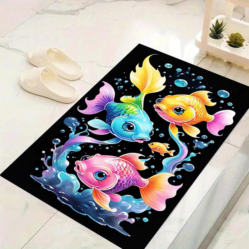 1pc Cute goldfish Design Area Rug - Soft, Anti-Slip, and Durable Gaming Room Decor for Bedroom
